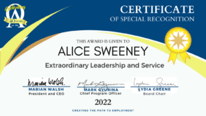 Alice Sweeney, recipient of the Extraordinary Leadership & Service Award