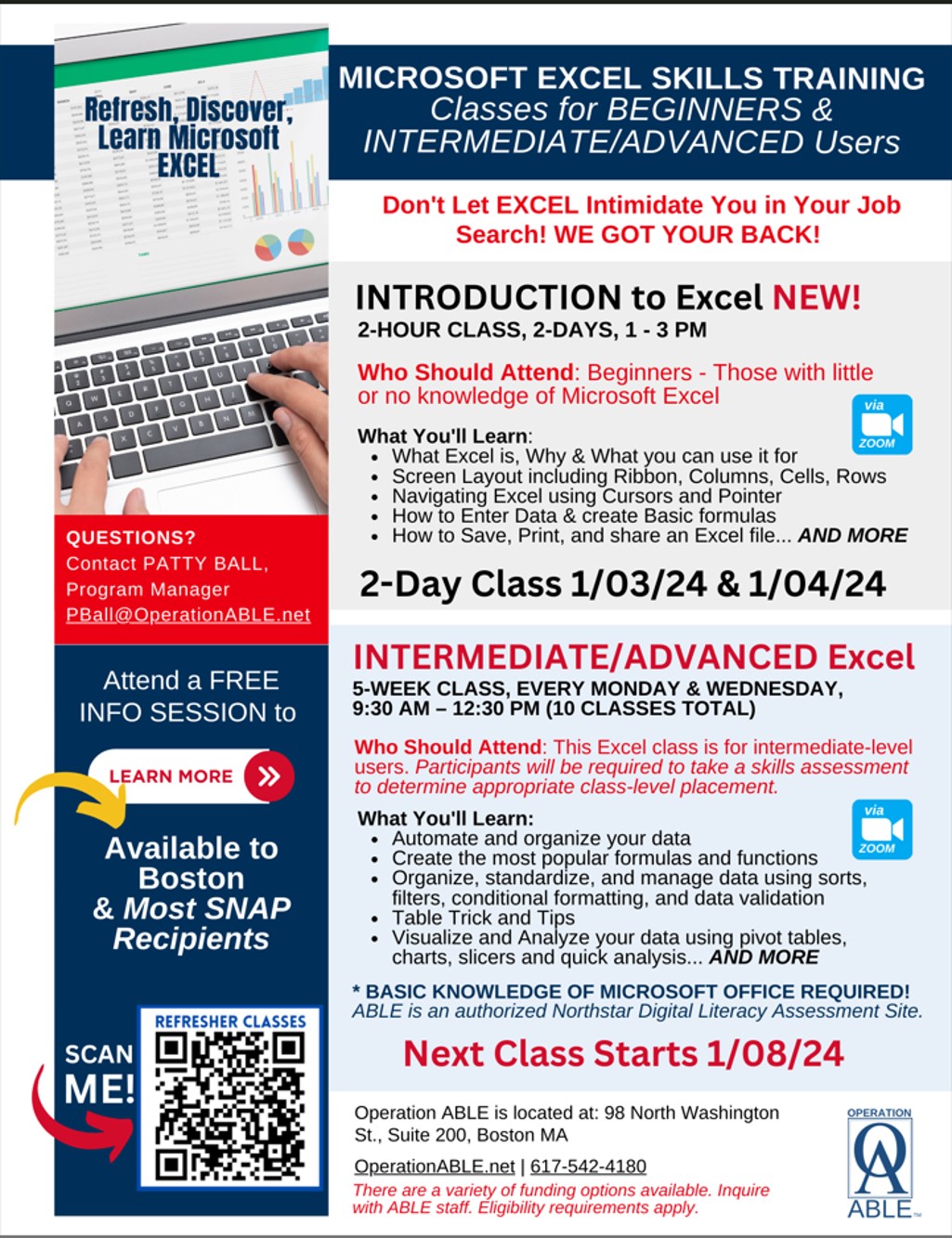 Computer Skills Refresher Classes Operation ABLE